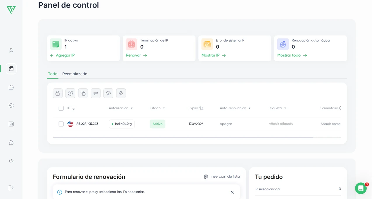 Proxy Seller — Configuración de los proxies