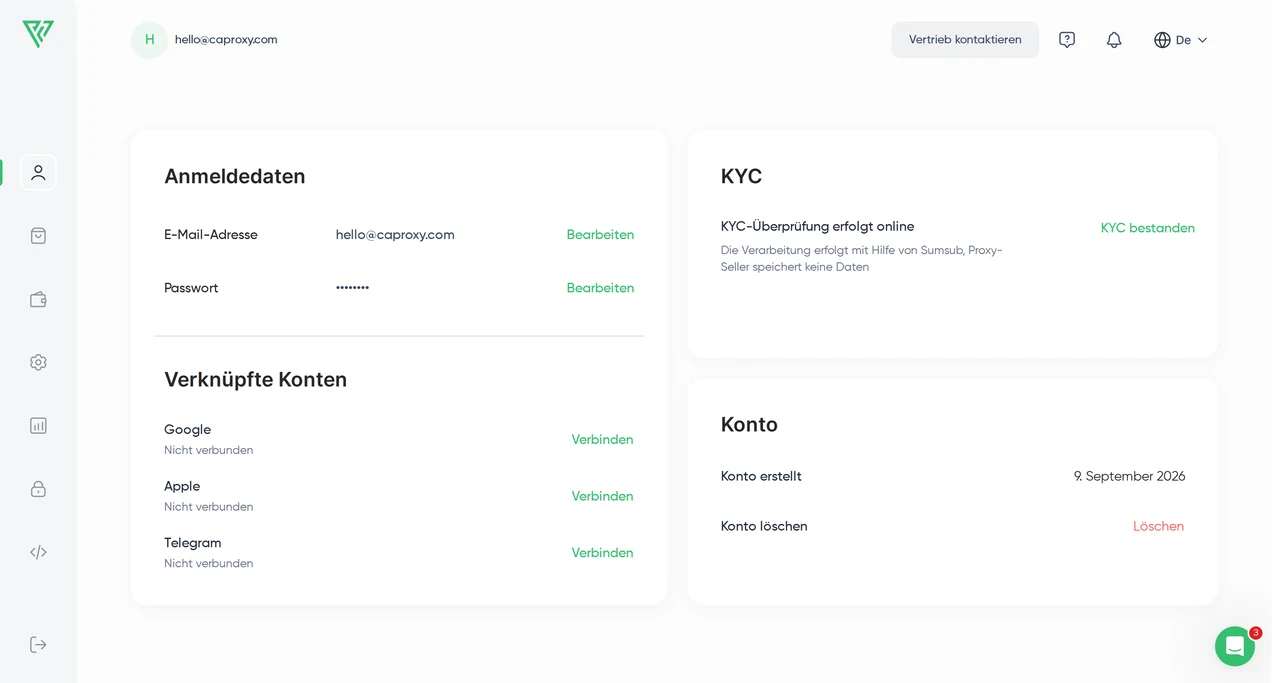 Proxy Seller — Registrierung