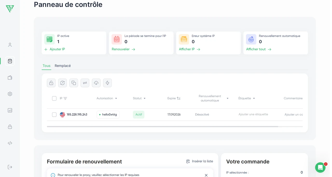 Proxy Seller — Configuration des proxys