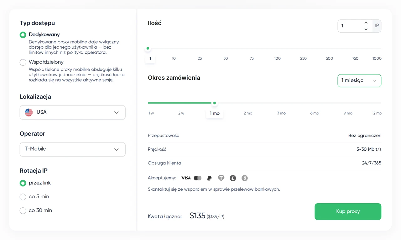Proxy Seller — Ceny proxy