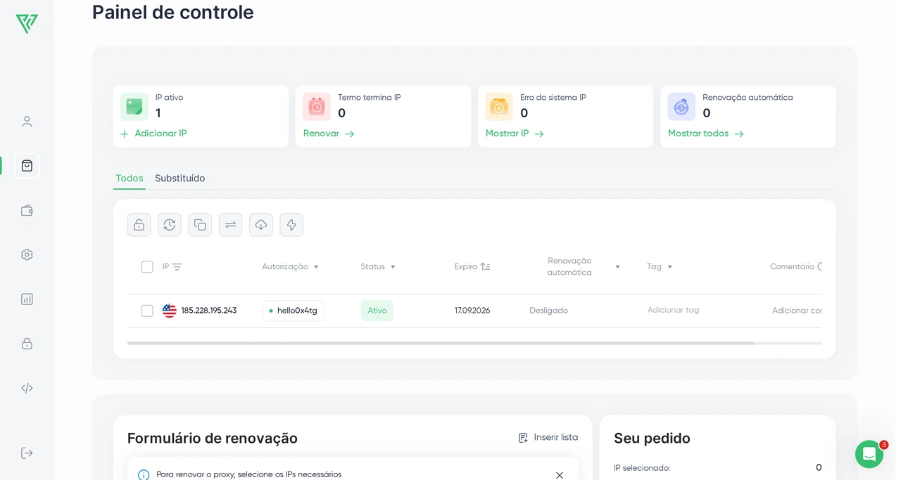Proxy Seller — Configuração dos proxies