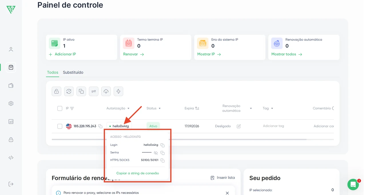 Proxy Seller — Configuração dos proxies